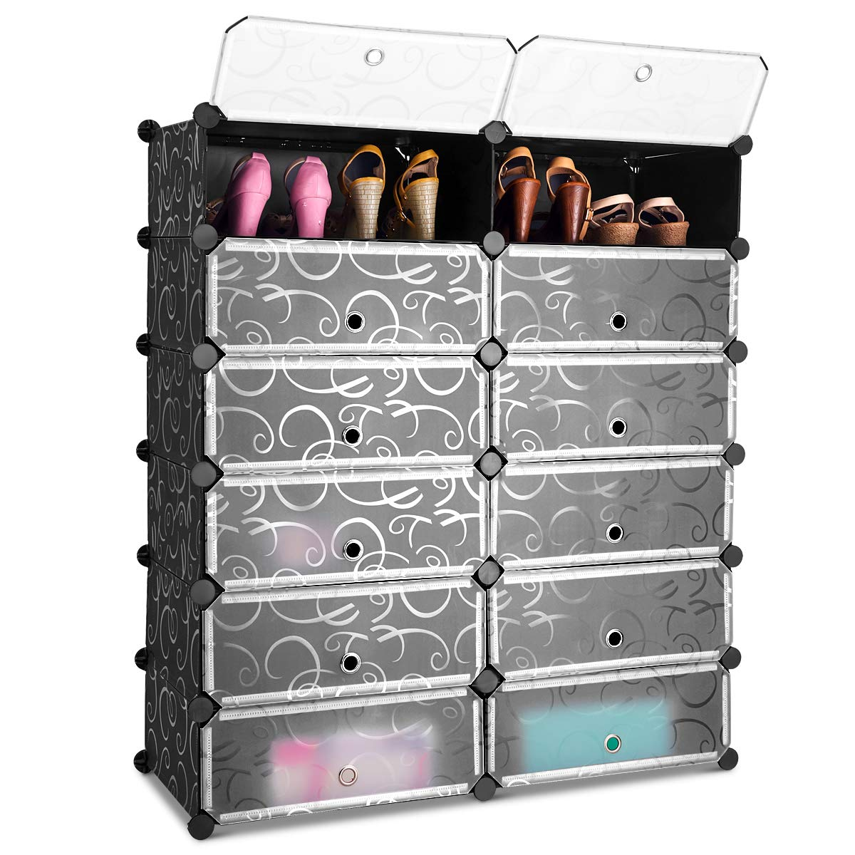 Tangkula 12-Cube Shoe Rack, DIY Cubes Storage Cabinet